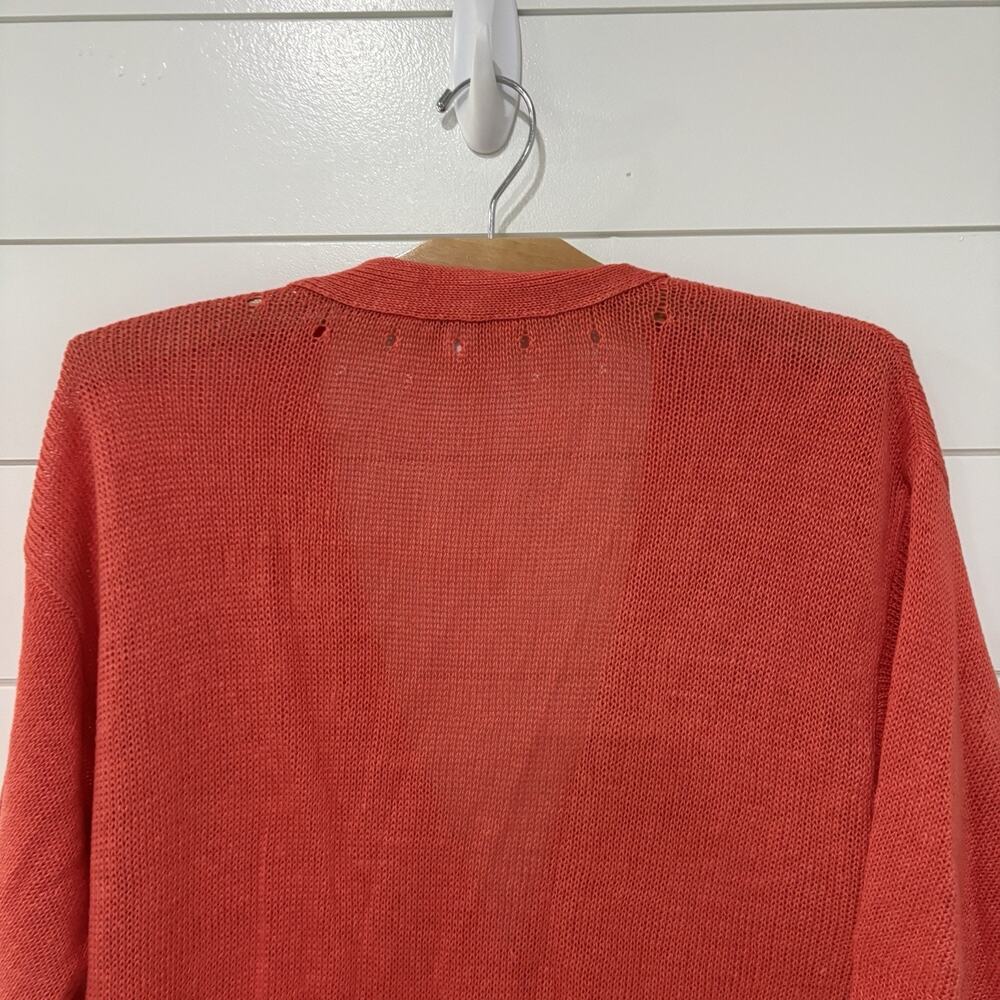 J. Jill | Cardigan Sweater Linen Coral Short Sleeve Summer Preppy- Size Small - Picture 6 of 8